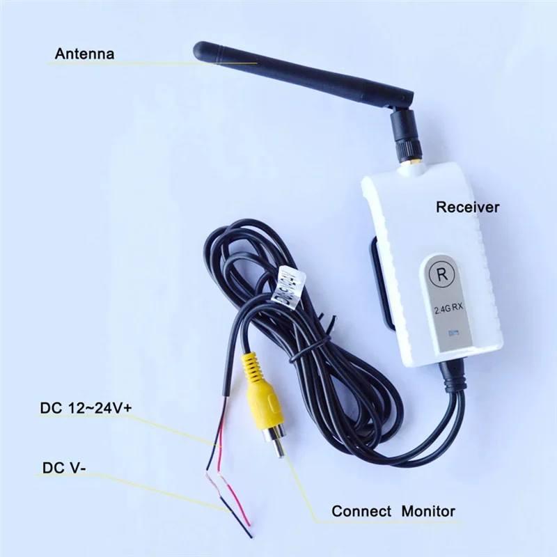 2.4G Vehicle Wireless Transmitter Receiver Kit for Truck Bus Van Lorry RV Trailer Rear View Camera 24V Video Monitor