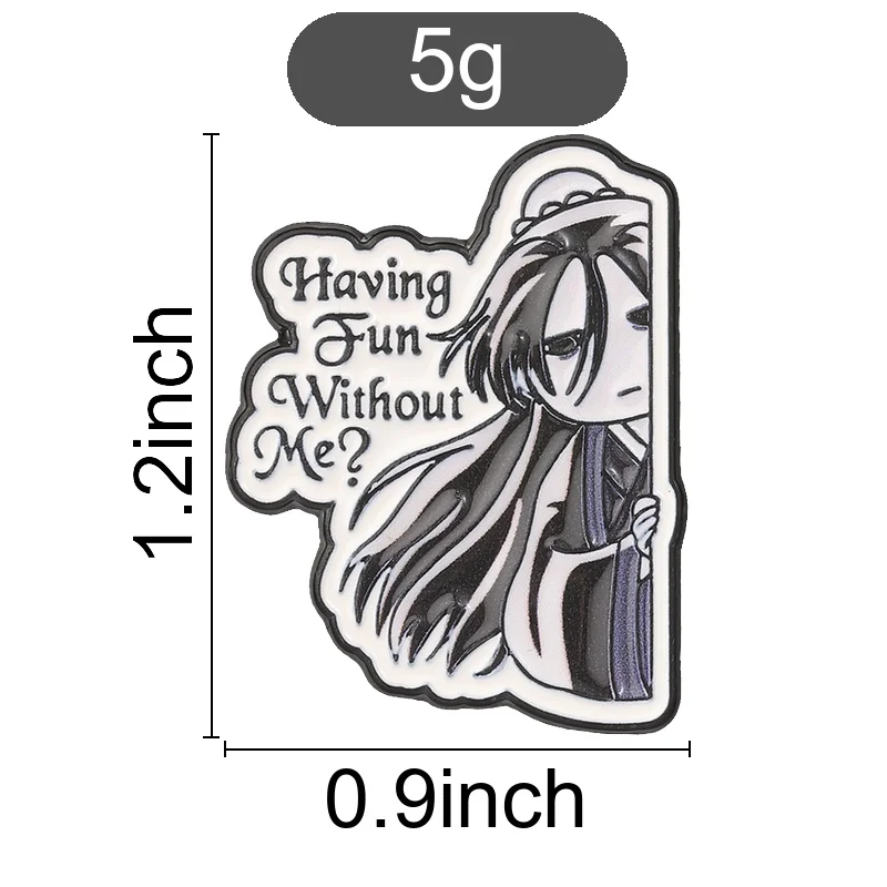 Peeking Ancient Style Character Enamel Pin Having Fun Without Me Quote for Backpack Jackets Daily Wear Funny Gift Style