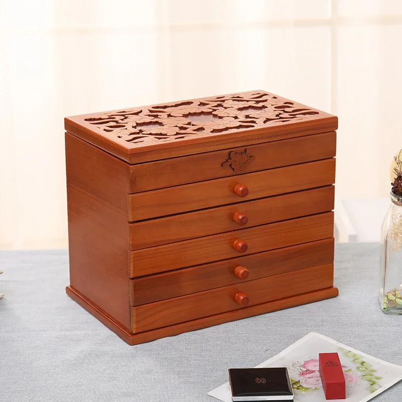 Retro Houten Juwelendoos Grote 6-Tier Enorme Ketting Sieraden Doos Organizer Stand Luxe Geschenkverpakking Benodigdheden