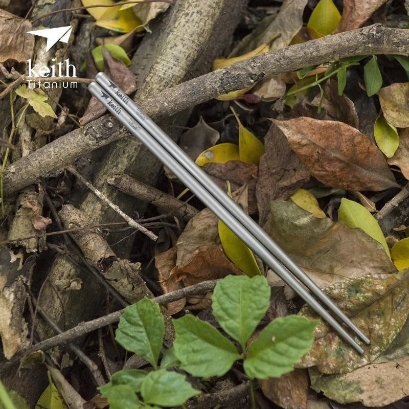

Pure titanium chopsticks, portable and lightweight titanium tableware, anti slip and durable hollow round chopsticks,