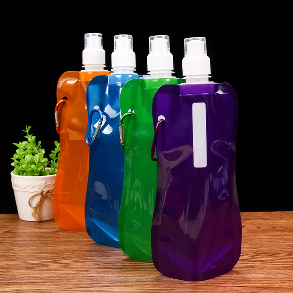 480ML Portable Folding Water Bag TPU Ice Pack Outdoor Sports Water Bottle Hiking Jogging Water Storage Bag Camping Equipment