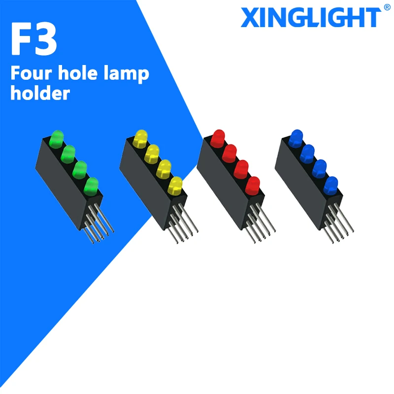 

10pcs LED 3mm through hole indicator light, F3 four hole lamp holder light emitting diode