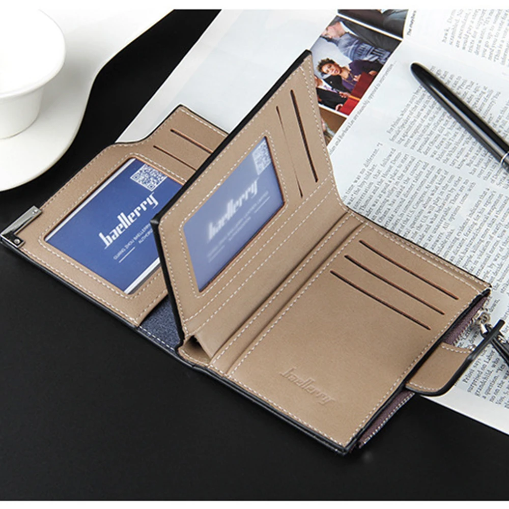 Multifunktionale Herren-Kurzgeldbörse mit Reißverschluss-Münzfach an der Seite, trendiges Herren-Accessoire, Business-Casual-Herrenbrieftasche, einfaches und stilvolles Geschenk für Männer. – Detail 11