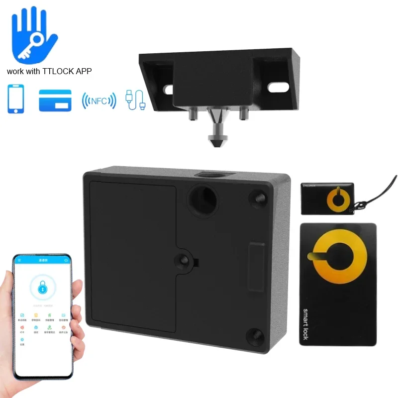 TTlock Smart Door Lock Hidden Drawer Cabinet Lock Electronic Locks Support IC Card NFC Watch App Remote Unlock Smart Locks