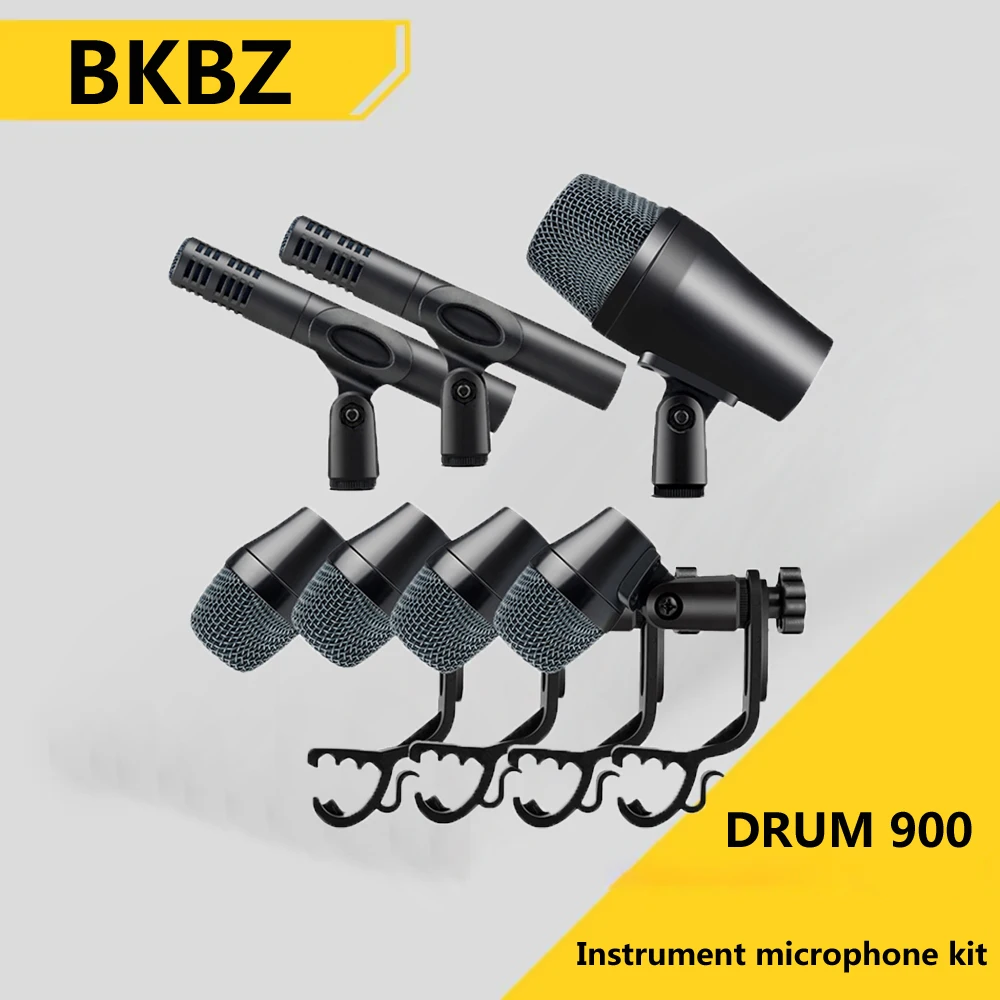 

BKBZ Drum-900 7-Piece Wired Dynamic Drum Microphone (Whole Metal) 902 Kick Bass，914 Condenser Cymbals Mic，904 Tom/Snare Set-Use