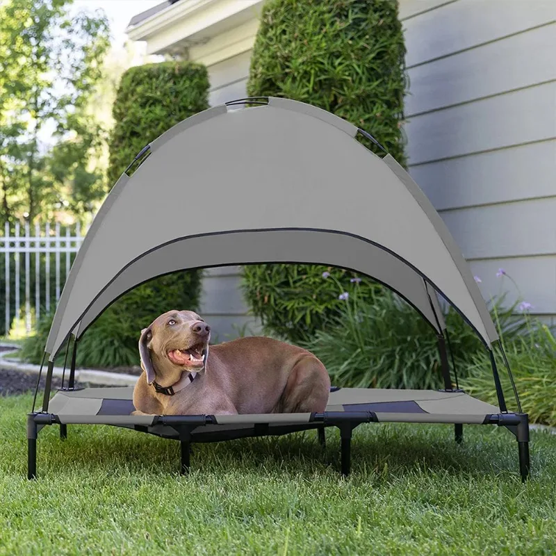 Pet Tent Dog Bed With Sun Canopy Foldable Portable Mesh Double-layer Cushion Dog Sewing Camp Tent for Outdoor Travel Camping