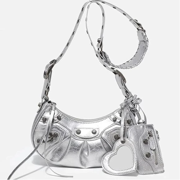 

Y2K Gothic Bag | Punk Rivet（Crocodile PU Crossbody + Mini Purse Insert, 90s Rock Festival Style）