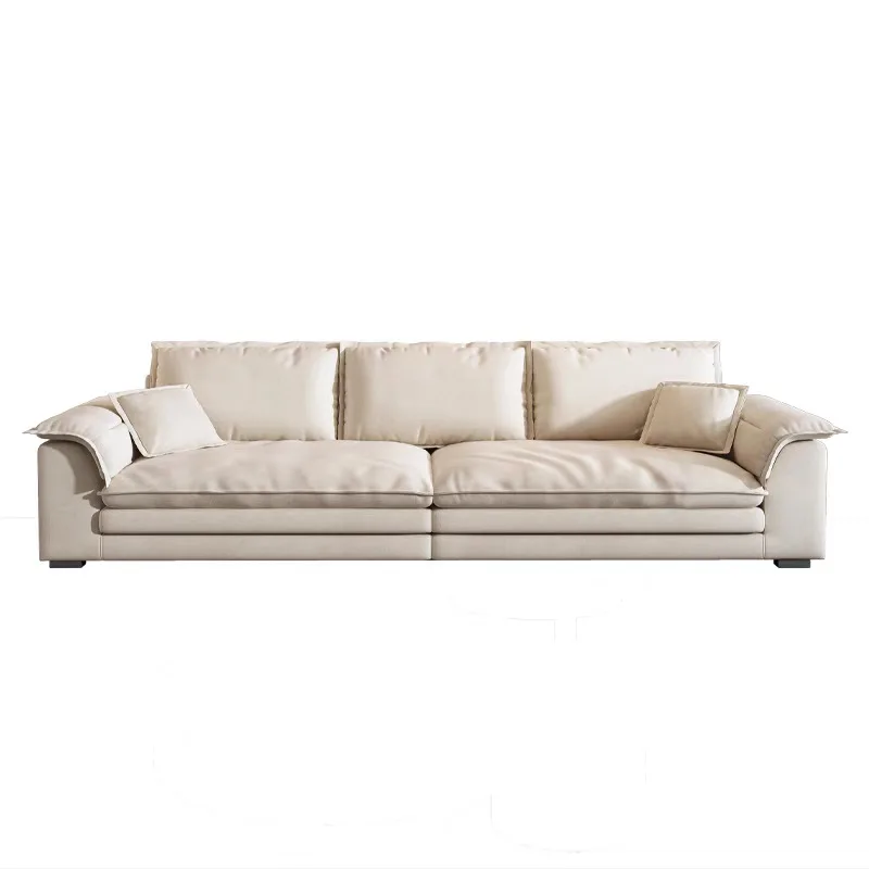 

Technology fabric sofa Modern living room matte cloth sofa Straight row down cream wind