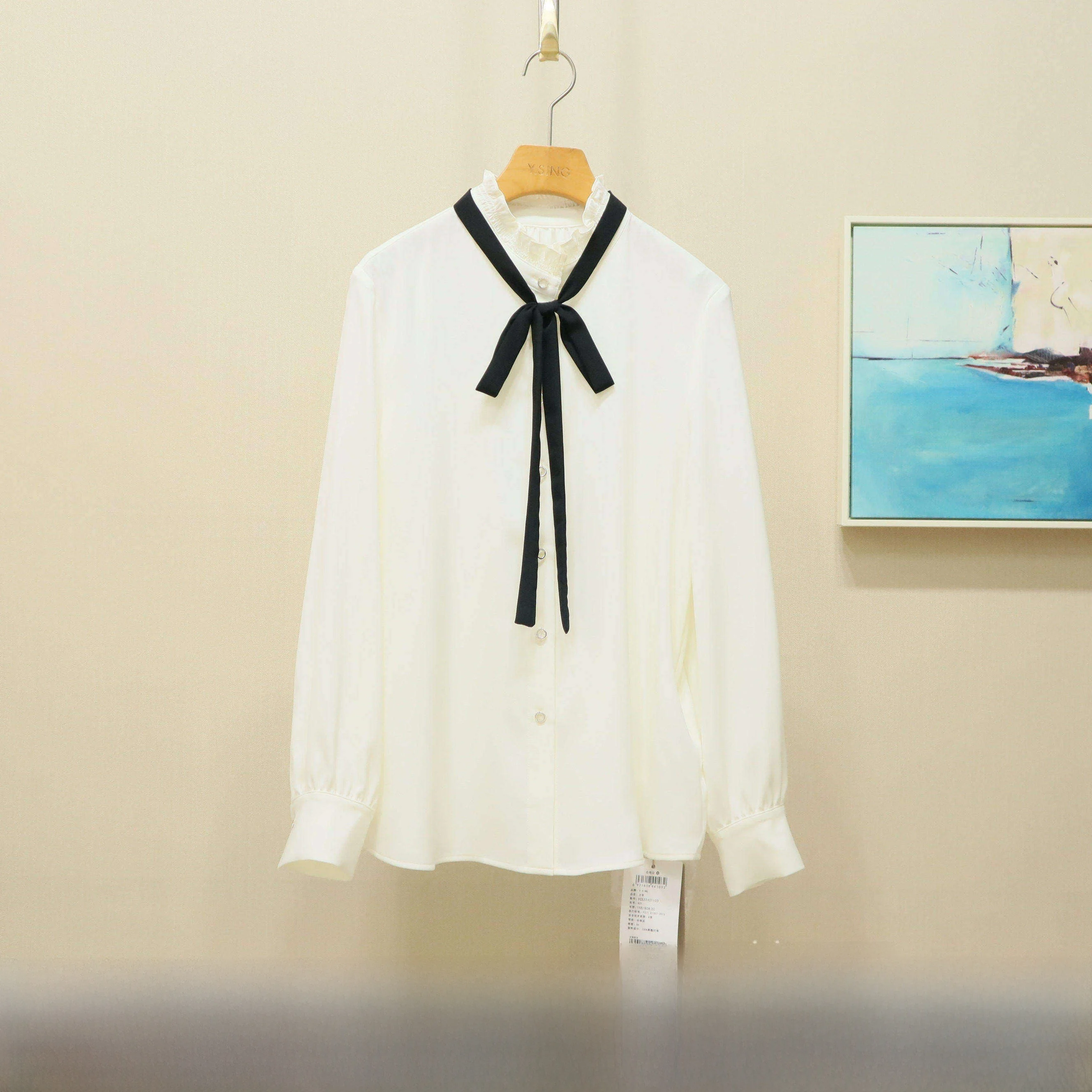 

Женская рубашка YSING Весна 2026: Новинка, воротник-стойка, тай-дай, полиэстер, длинный рукав, защита от УФ-излучения, корейский стиль, свободный крой