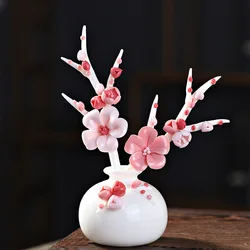 Handcrafted Ceramic Plum Blossom Miniatures for Zen Tea and Home Decor