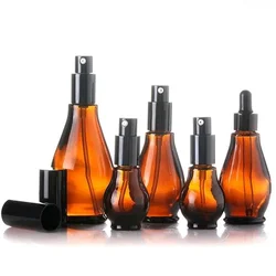 Empty Spray Bottle Amber Glass Travel Outdoor Refillable Portable Refillable Shampoo Perfume Liquid Atomizer Spray Bottles Pump