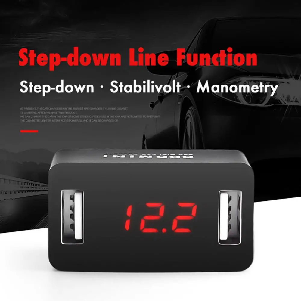 12/24V OBD LED Voltage Display Dual USB Charging Port Car Vehicle Phone Charger