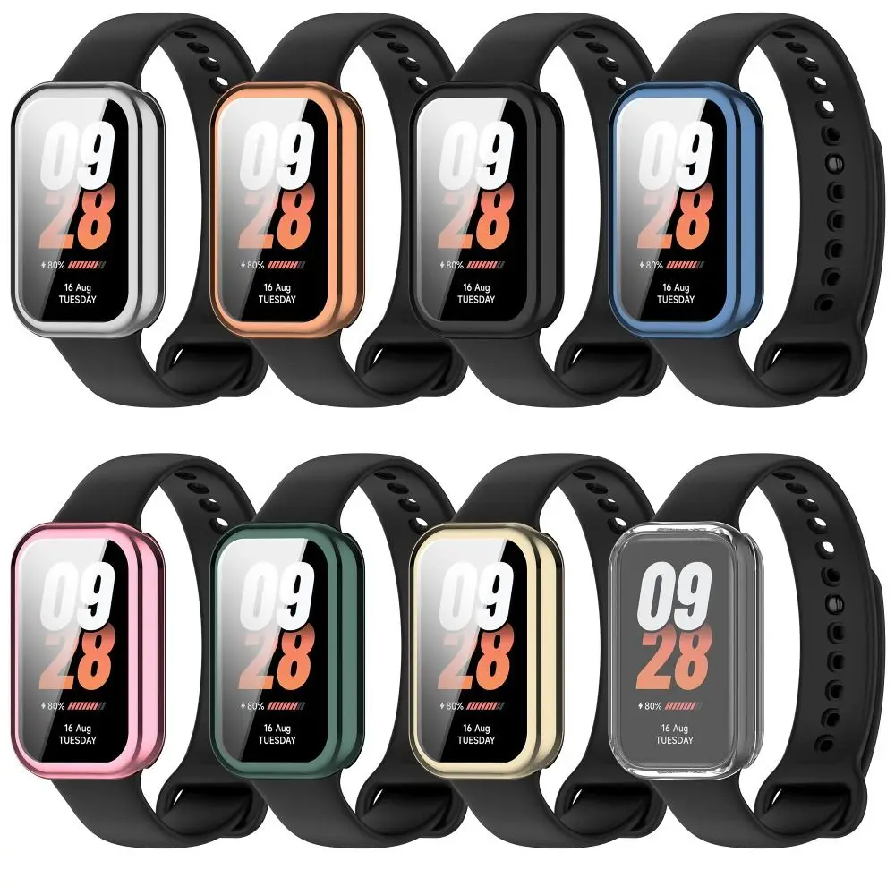 Bumper TPU Case Full Cover Smart Screen Protector Watchband Accessories for Xiaomi Band 8 Active/Redmi Smart Band 2