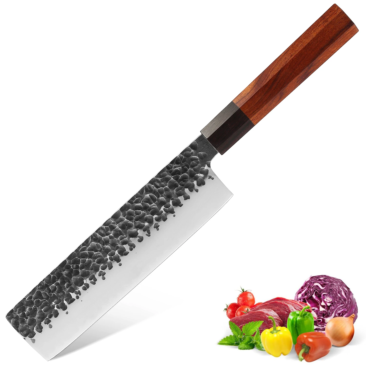 

Professional 7 Inch Nakiri Knife Kitchen Knife High Carbon Stainless Steel Japanese Meat Vegetable Knife Octagonal Handle