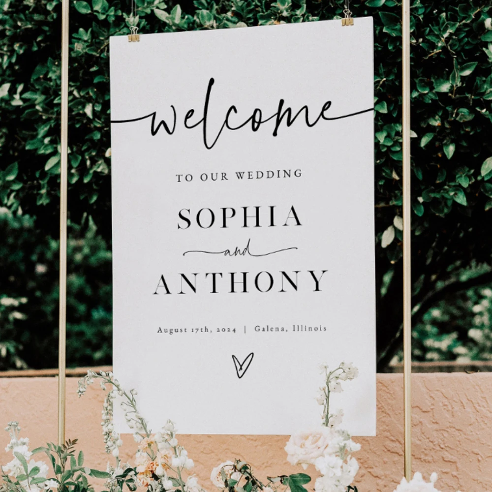 

Welcome To Our Wedding Stickers Custom Names and Date Engagement Wedding Entry Sign Vinyl Decal For Mirrors Wedding Decor