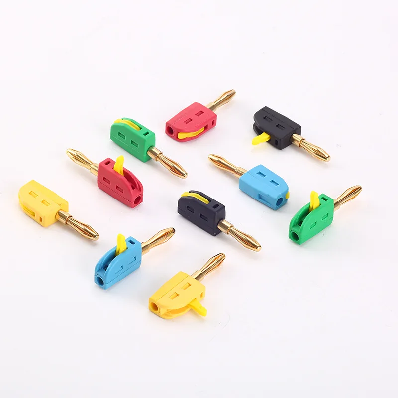 5PCS 32A 4mm Gold-plated Banana Connectors Plugs Solderless Quick Wire Connector Solderless Banana Plug Audio Speakers Amplifier