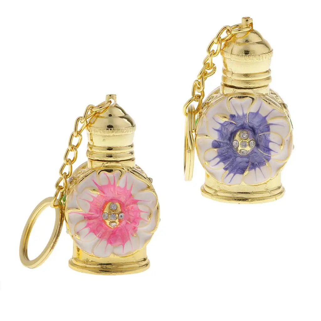 Golden Chain Glass Flower Pendant Empty Glass Perfume Bottle