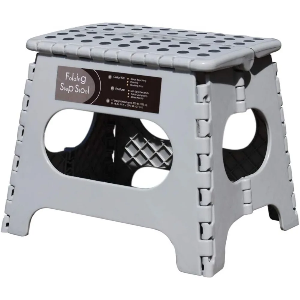 

Foldable Step Stool Non Slip 300 Lb Safe 11 Inch Easy Open Storage Kitchen Bathroom Camp