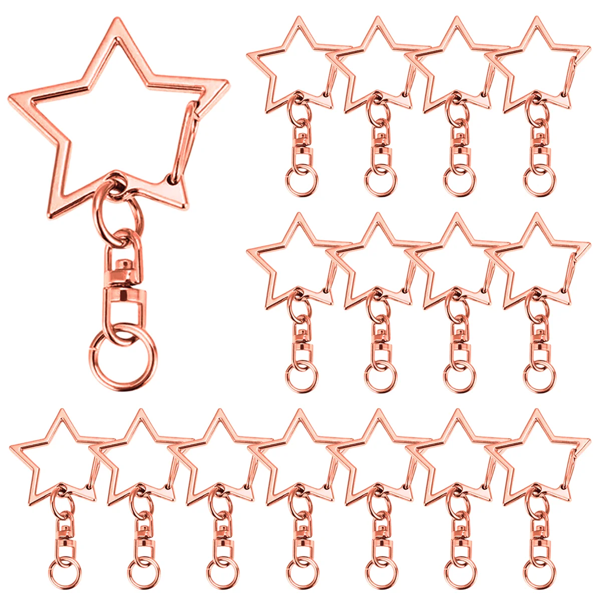 5/15/25/50 Sets Stervormige Snap Sleutelhanger Karabijnsluiting met Hangende Gesp Ringetje voor DIY Ambachten Sieraden Accessoire Cadeau