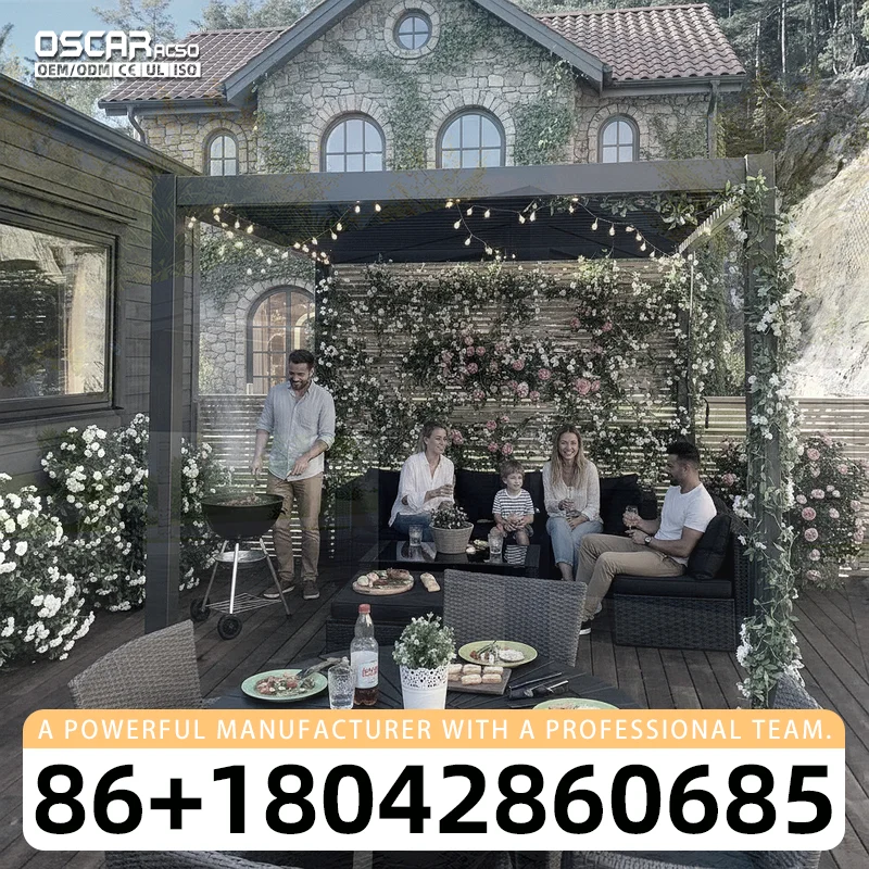 Outdoor Louvered Pergola Waterproof Opening Roof Gazebo Decking Roof Cover for Garden Patio Backyard pergola