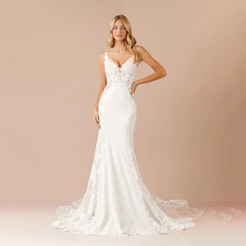 

Wedding Dress Bridal Gown Bride Dress Sleeveless Spaghetti Straps Appliques Mermaid Wedding Dress Elegant Formal Bridal Gowns