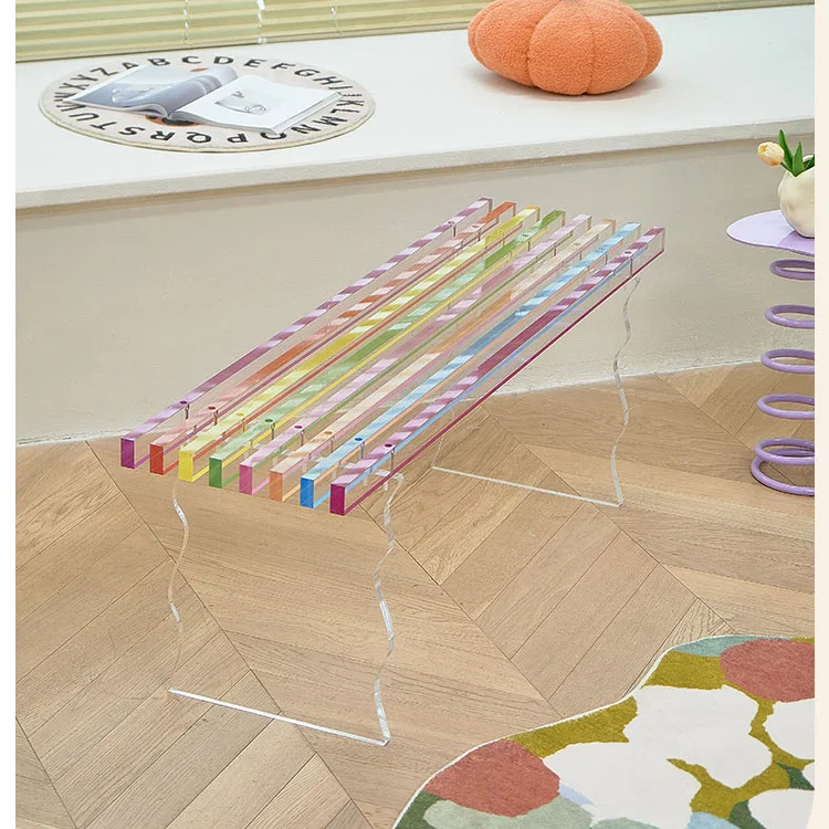 New Creative Rainbow Bench Home Door Shoe Changing Stool Clothing Store Acrylic Chair