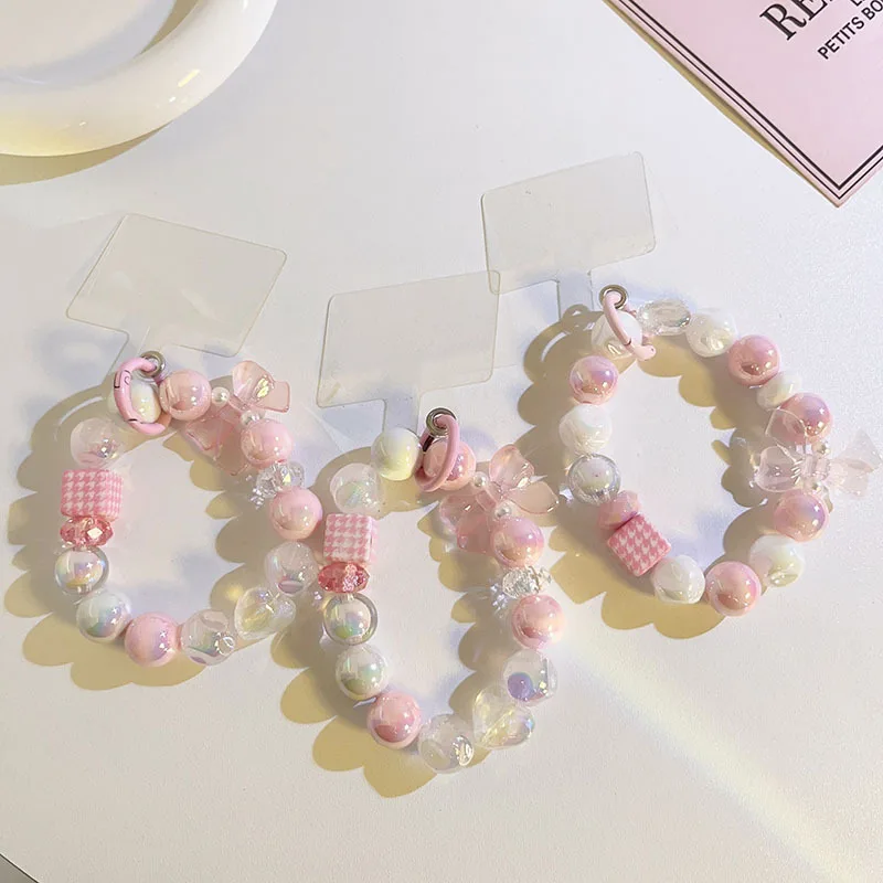 

Новый розовый сетчатый шнурок в виде банта для женского телефона