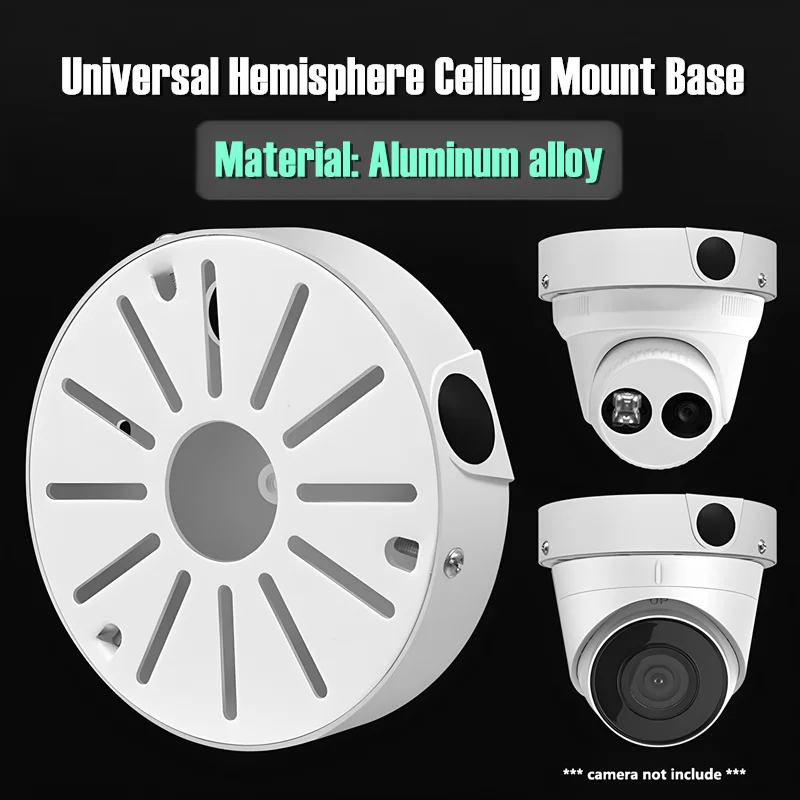 Dome CCTV Camera Junction Box Hemisphere Bracket Ceiling Hoisting Mount Adapter Plate Hidden Wire Round Base for Hikvision Dahua