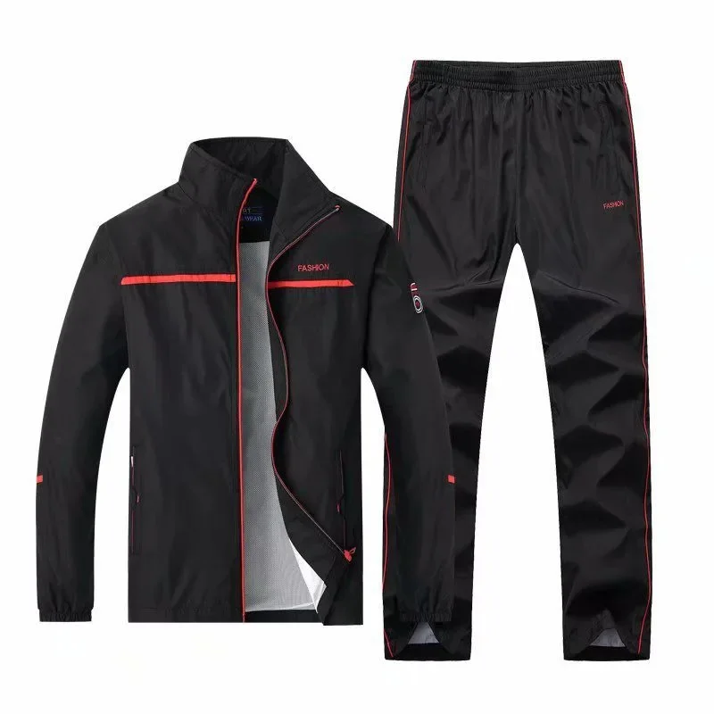 

New Men's Set Spring Autumn Tracksuit Sportswear Set 2 Piece Sports Suit Jacket+Pant Sweatsuit Male Clothing Asian Size L-5XL