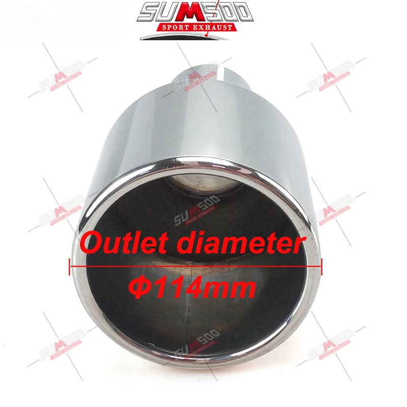 1PCS 114mm outlet Universal modification Car Accessories silver Curly Flange Muffler exhaust Stainless Steel Tip