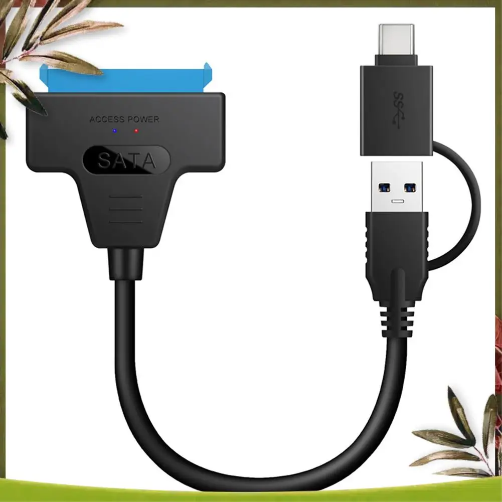 New-2 In 1 SATA To USB 3.0 Cable SATA To Type C External Hard Drive 22Pin Converter Adapter For 2.5 Inch HDD/SSD