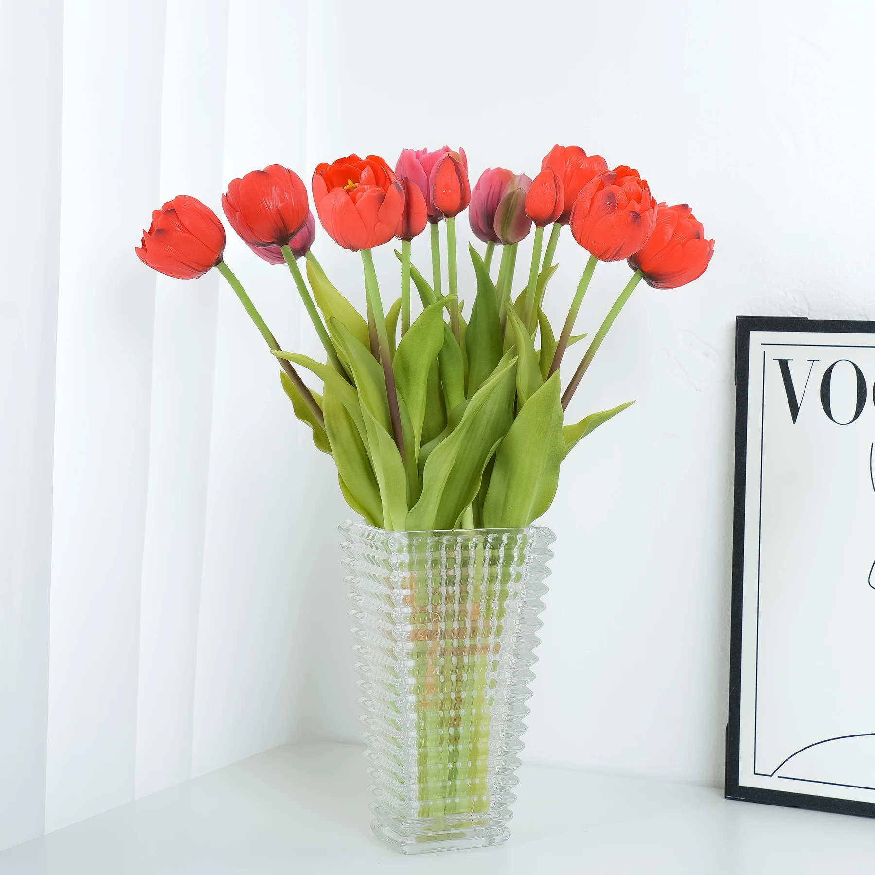 New Soft Glue Multi-Petal Tulip Artificial Flower Real Touch Bouquet 40cm Home Decoration Flower Living Room Floral Decoration