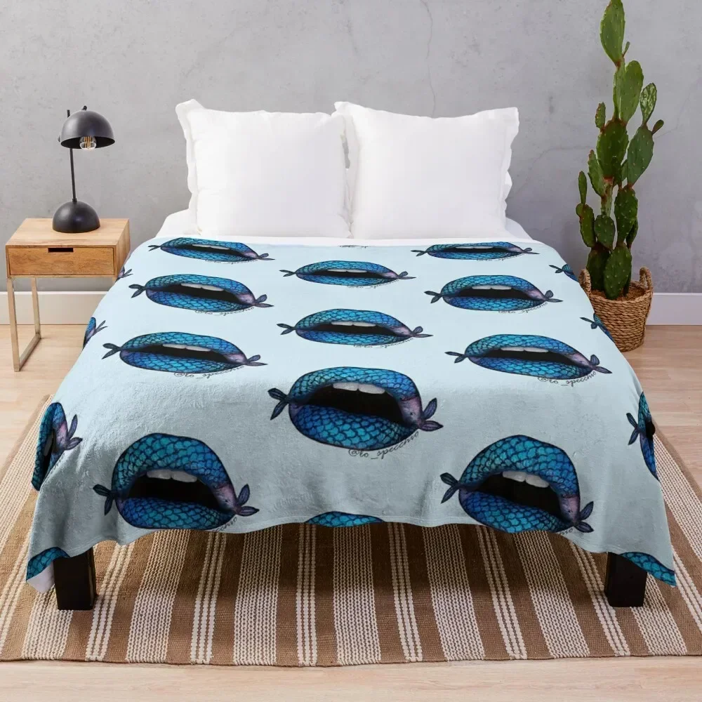 

Fishlips - a fish art and a lip art, version two! Throw Blanket Personalized Gift Summer Blankets