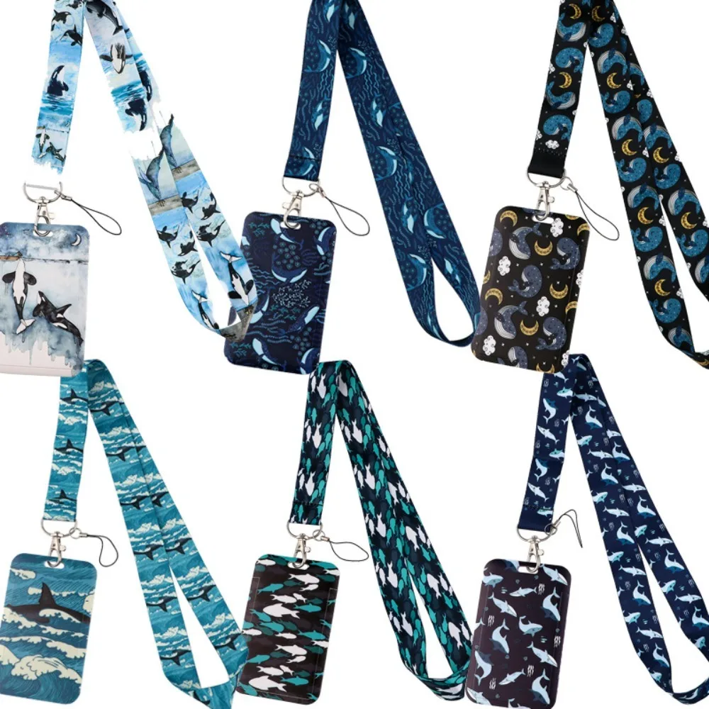 

New With Lanyard ID Card Holder Shark Whale Credit Card Holders Teacher Strap Badge Holder