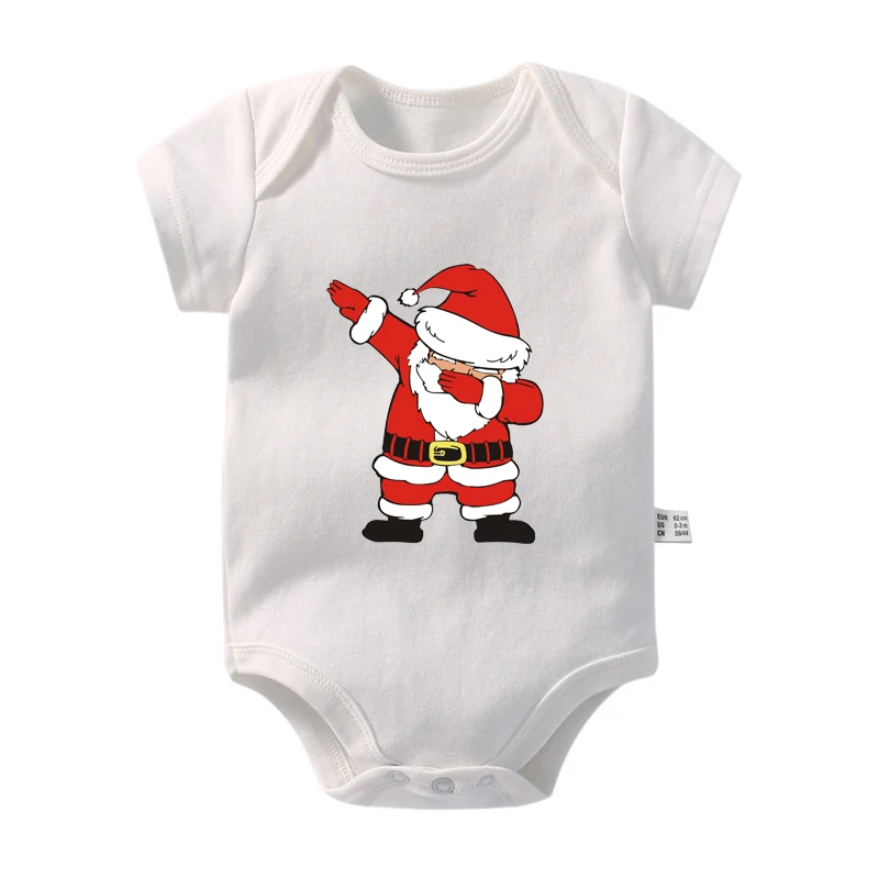 Dabbing Santa Claus Baby Bodysuit Short Sleeve Romper Christmas Newborn Outfit Infant Xmas Holiday Gift For Baby Boys Girls