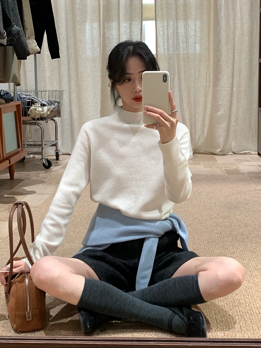 

BRIVIN женский шерстяной вязаный свитер с высоким воротником Sl базовый слой irt повседневный круглый Ne Long Sve