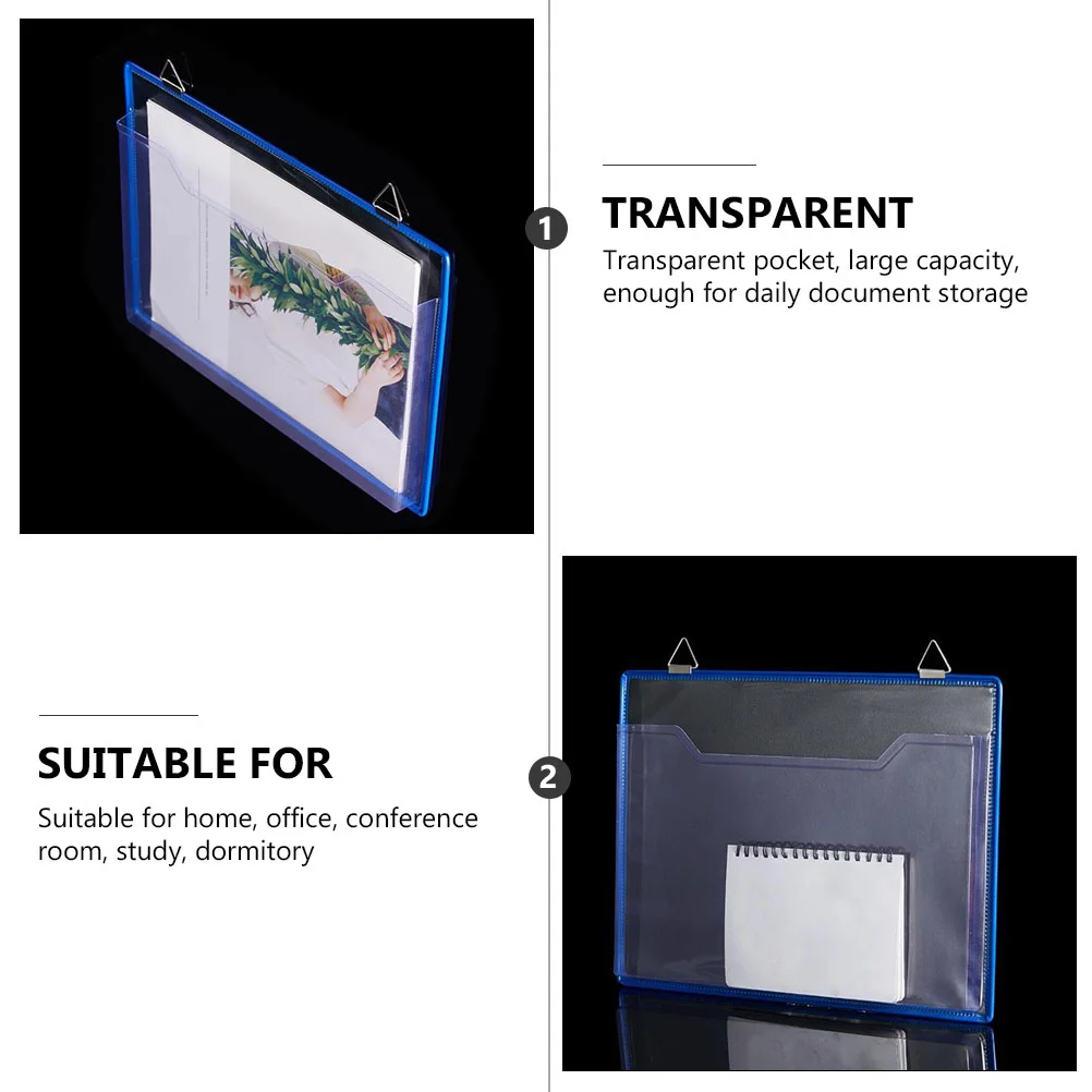 File Storage Bag Bills Transparent Container Hanging Holder Thickened Plastic Wall Folder for Home Office Document Folders