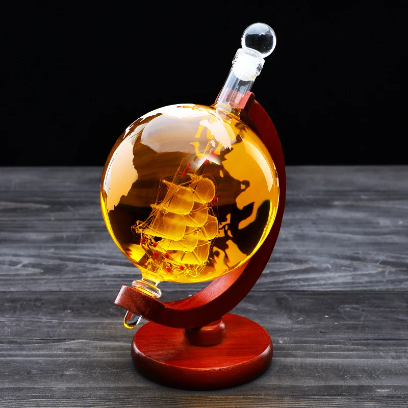 Globe Glass Wine Bottle Creative Accessories Kitchen Tools Large-Capacity Household Shaped Decanter 850 ml 1000ml 1Pc