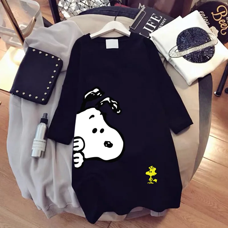 2022 Summer New Snoopy Short Sleeves Cartoon Print Loose Top Clothes Kawaii Anime Soft Plush Toy for Girl Couple Birthday Gift