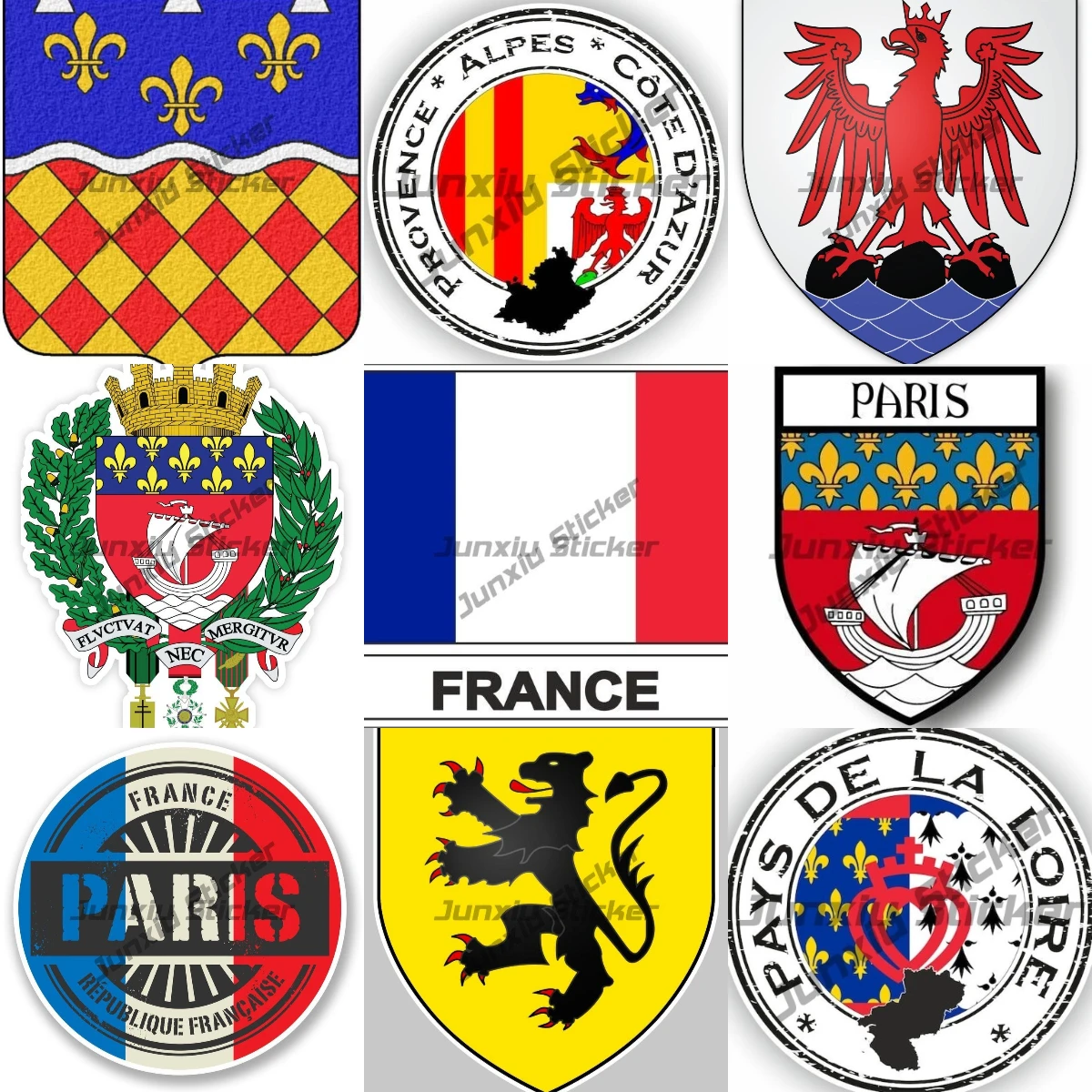 France North Reglon Lion Charente Coat of Arms Sticker France Paris Eiffel Tower Arc De Triomph Pays De La Loire Seal Decal