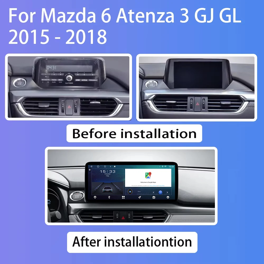 12.3 Inch Carplay Android Auto For Mazda 6 Atenza 3 GJ GL 2015 - 2018 Auto Radio GPS Navigation Multimedia Player NO 2din DVD BT