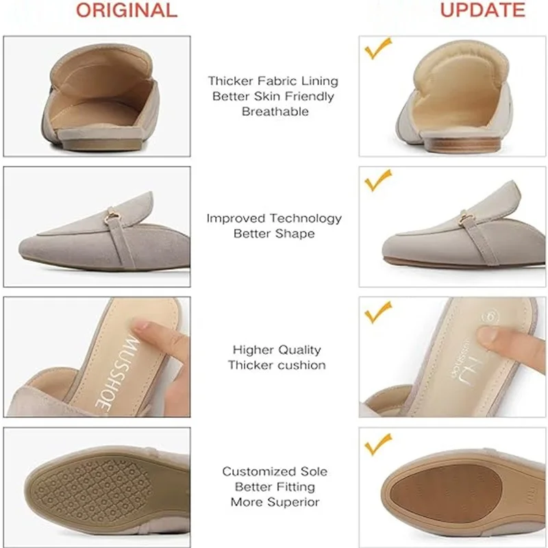 Women\'s Mules for Woman Buckle Flats Comfortable Slip on Women Mules Flats Shoes Backless Loafers