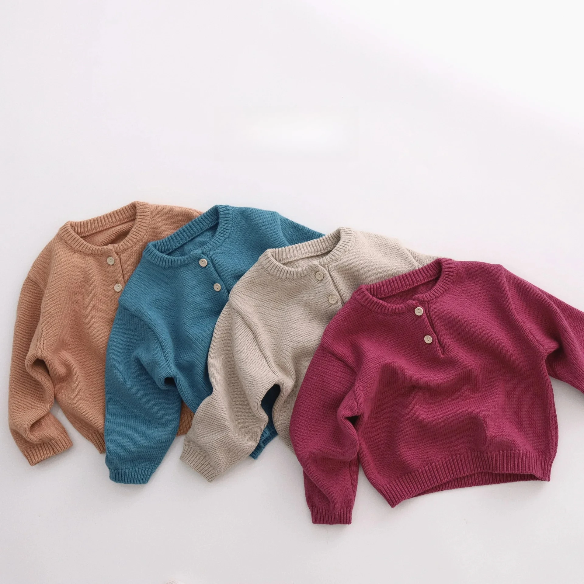 2026 Autumn New Children Long Sleeve Casual Sweater For Boys Girls Solid Sweater Kids Knit Pullover Baby Cotton Knitted Tops
