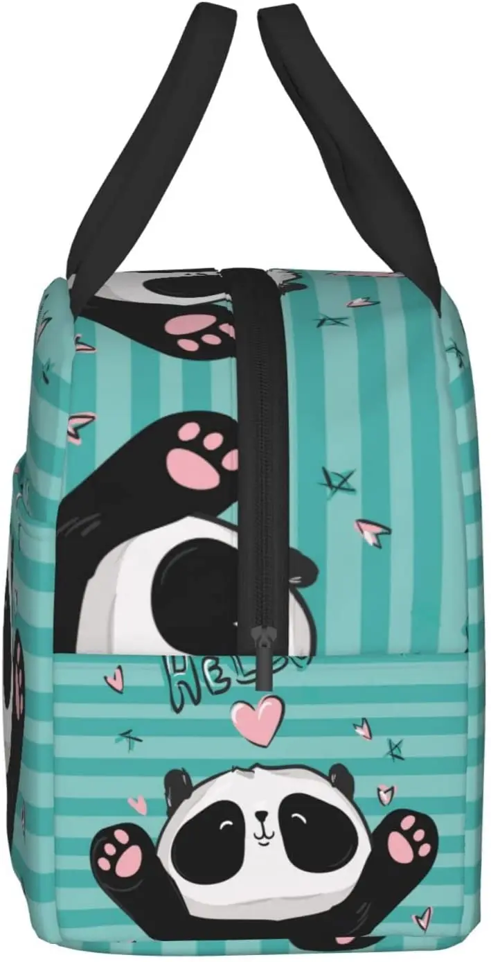 Hello Panda Lunch Box Insulated Lunch Bags for Kids Women Reusable Lunch Tote Bags, Perfect for School/Camping/Beach/Travel