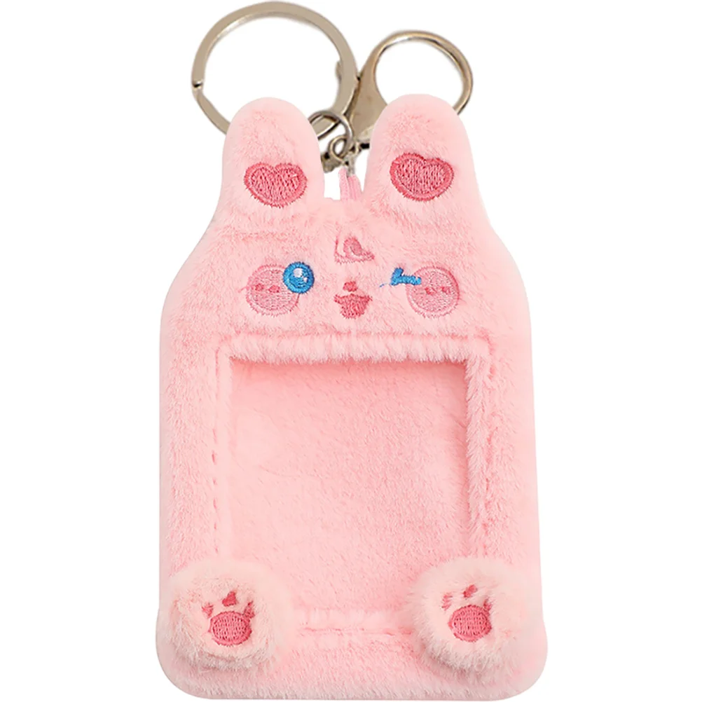 Plush Animal Card Holder Keychain Cover Sleeves Small Id Postcards Fabric Office Name Visible