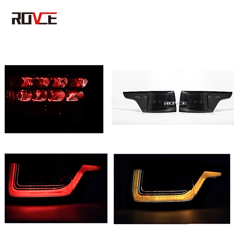 ROVCE LED Light Tail Assembly Rear Brake Turn Signal Light For Land Rover Range Rover Sport 2014-2022 L494 Black Style Lamp