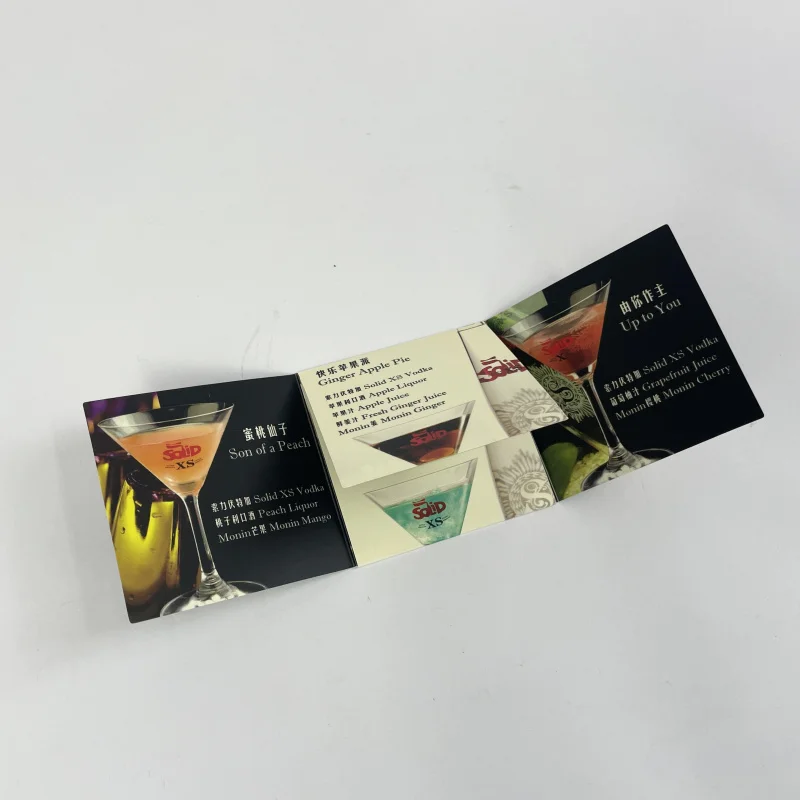 50 0.Zhang.Custom.Custom-Shaped Foldable Wine Menu Unique Design Wine Instruction Booklet High-Quality Printing