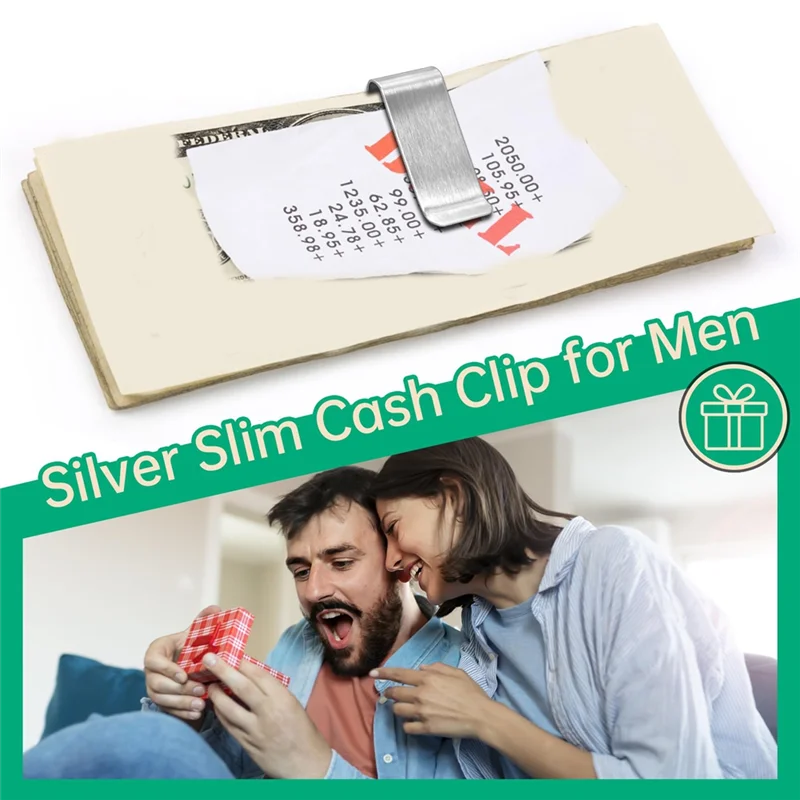 

AT93-Metal Money Clip 20Pack Stainless Steel Silver Slim Cash Clip,Card Holder Minimalist Pocket Wallet