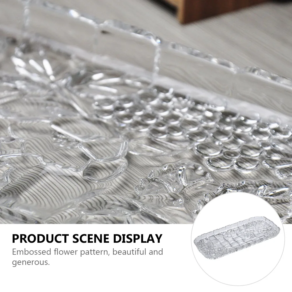 

1 шт. прямоугольный поднос для фруктов премиум-класса стекло ретро цветочный узор украшение столового стола тарелка для хранения еды бытовой поднос