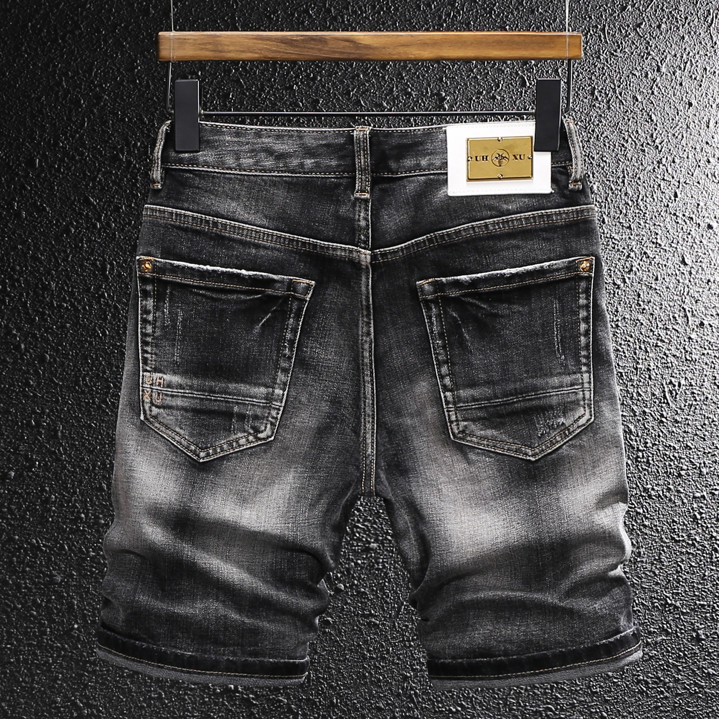 Summer Designer Fashion Men Jeans High Quality Retro Black Gray Stretch Ripped Denim Shorts Men Vintage Casual Shorts Hombre